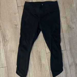 Athleta Black Athletic Leggings with Mesh Panels